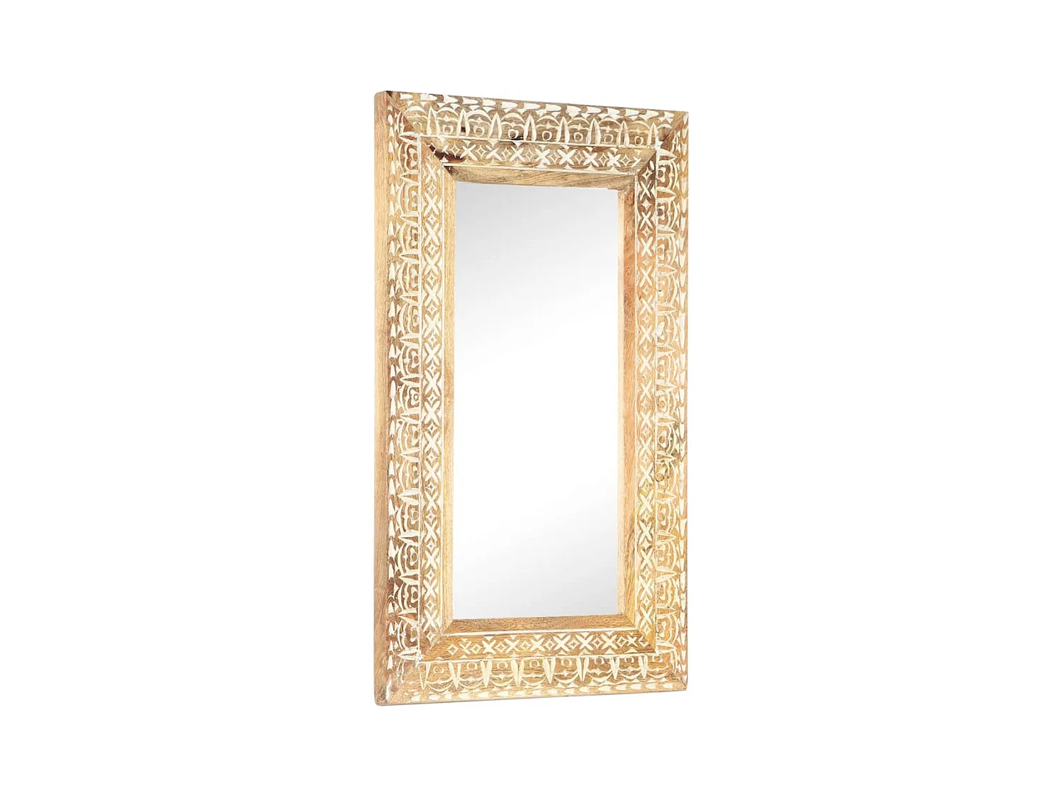 Miroir sculpté à la main 80x50x2,6 cm Bois de manguier solide FR64178