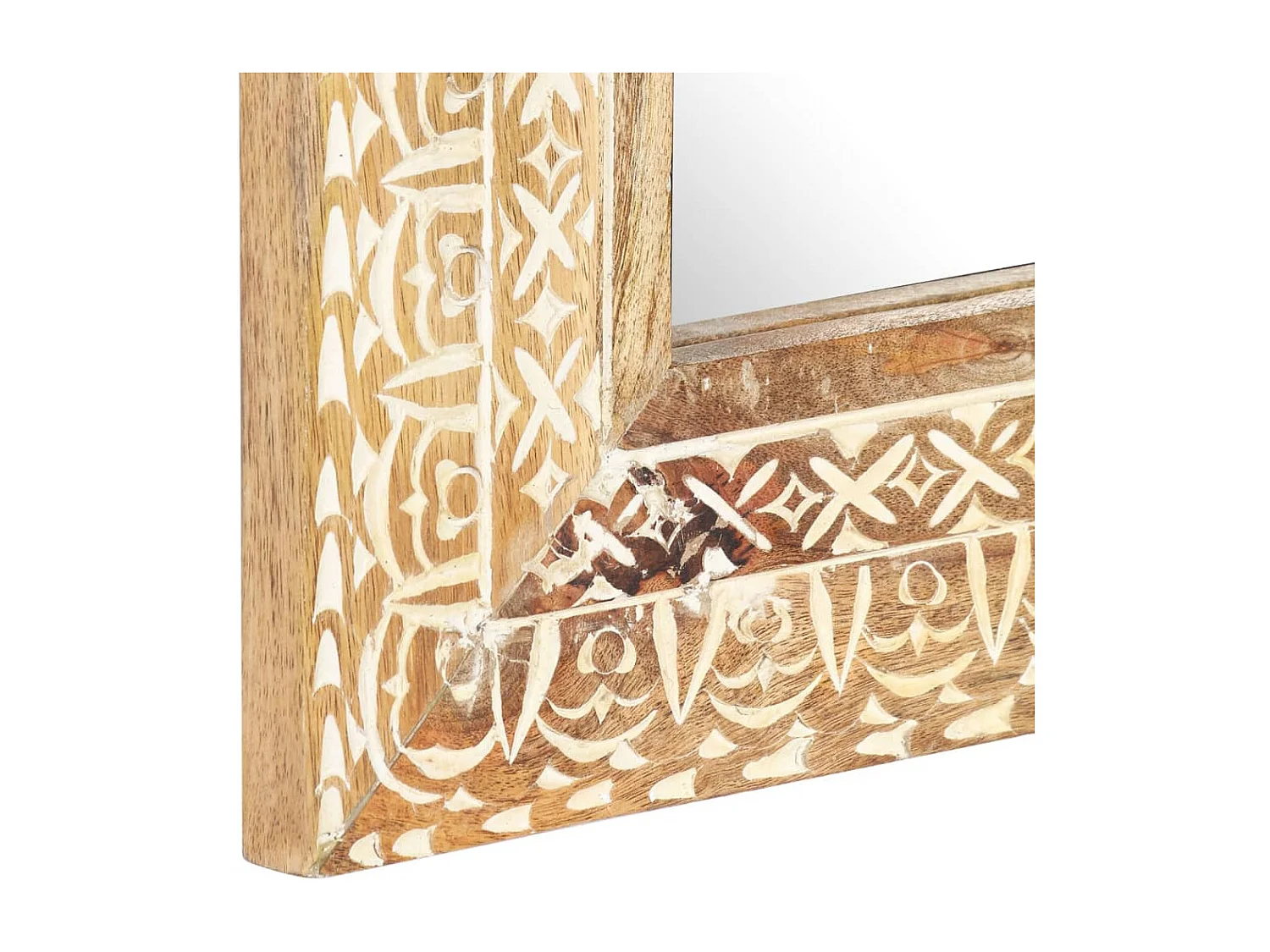 Miroir sculpté à la main 80x50x2,6 cm Bois de manguier solide FR64178