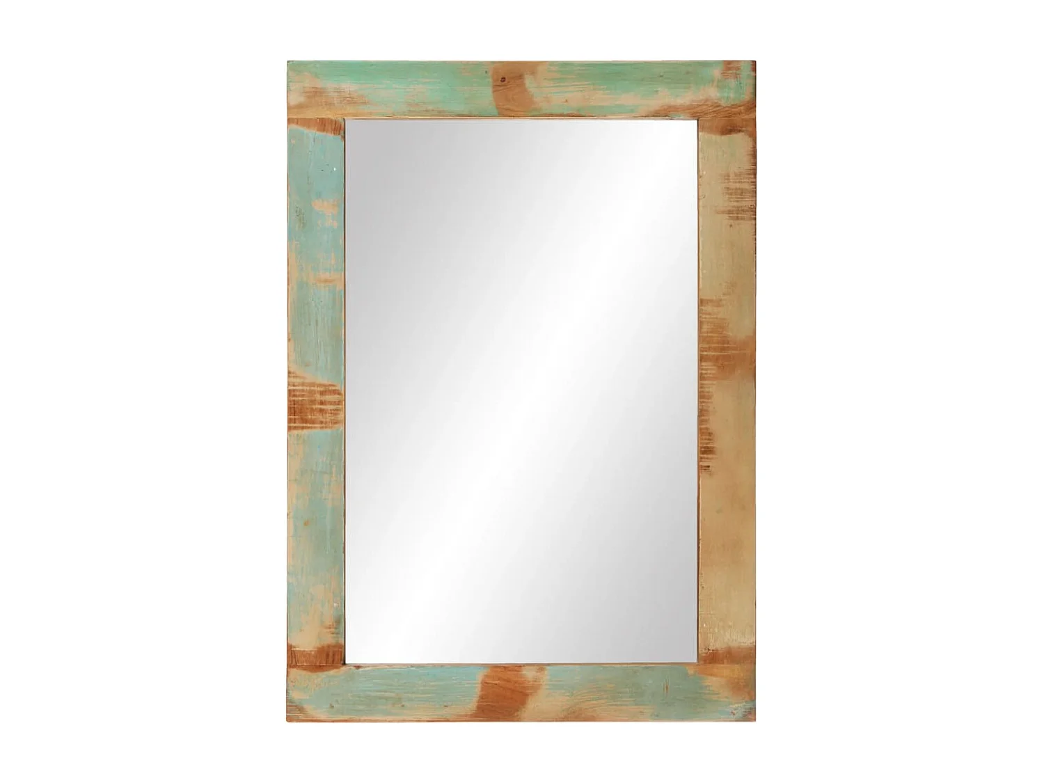 Miroir 70x50 cm bois massif de récupération et verre FR18499