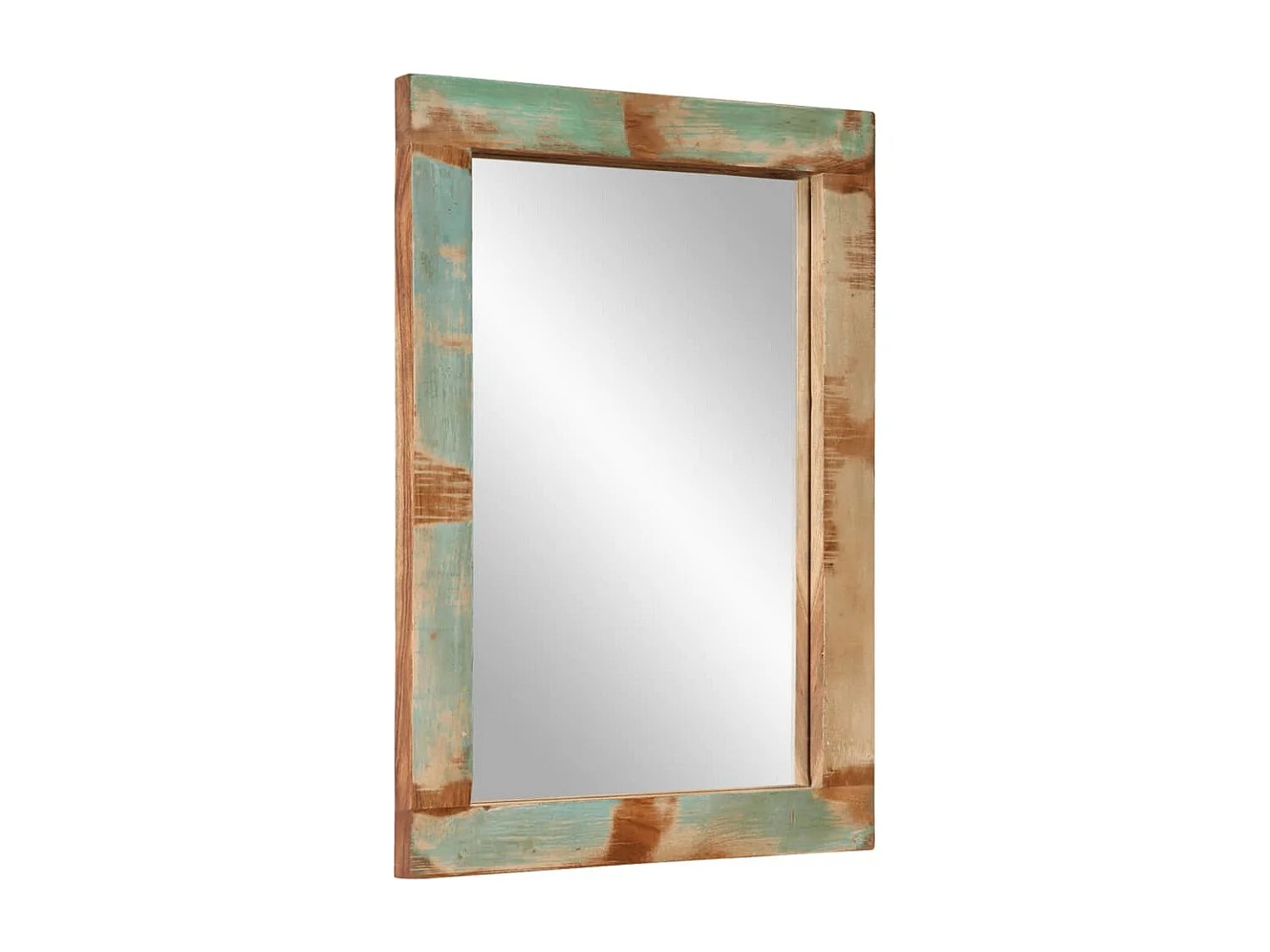 Miroir 70x50 cm bois massif de récupération et verre FR18499