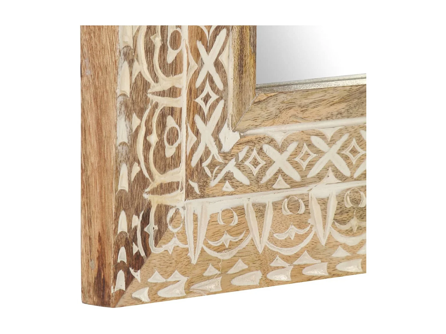 Miroir sculpté à la main 50x50x2,6 cm Bois de manguier solide FR85811