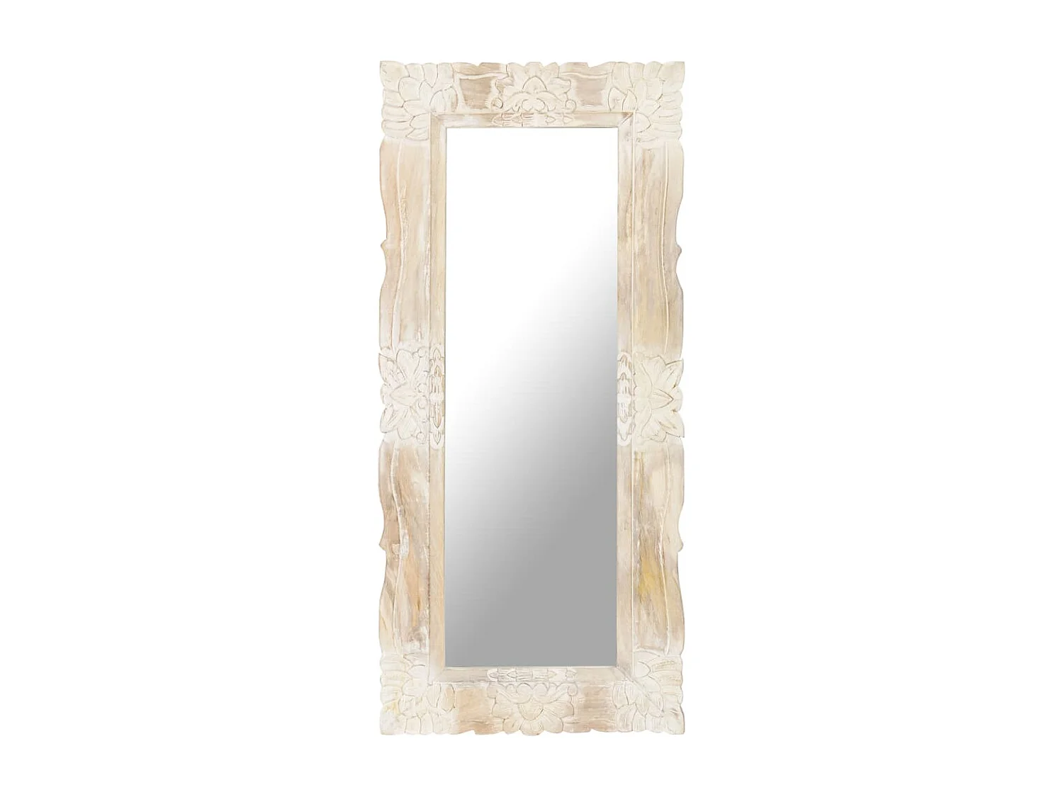 Miroir Blanc 110x50 cm Bois de manguier massif FR34087