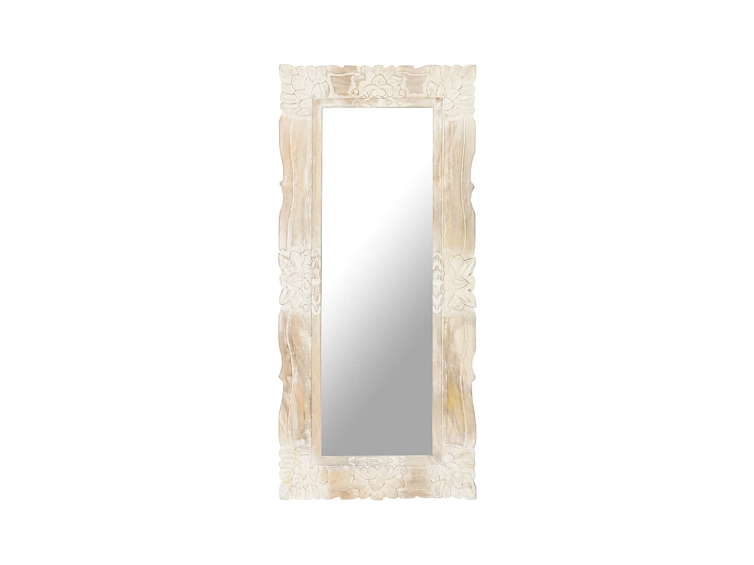 Miroir Blanc 110x50 cm Bois de manguier massif FR34087