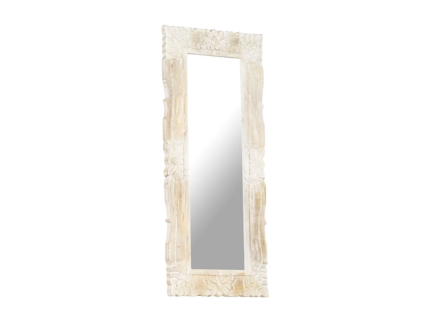 Miroir Blanc 110x50 cm Bois de manguier massif FR34087