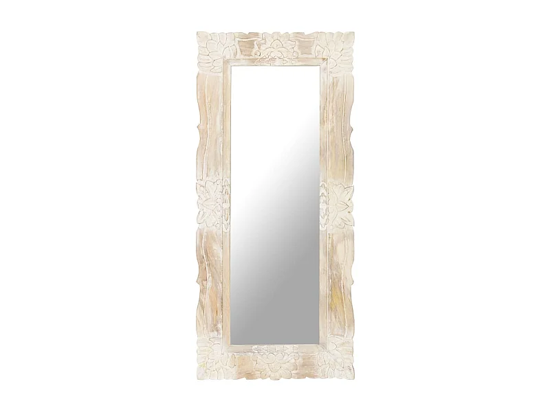 Espelho 110x50 cm madeira de mangueira maciça branco PT828785