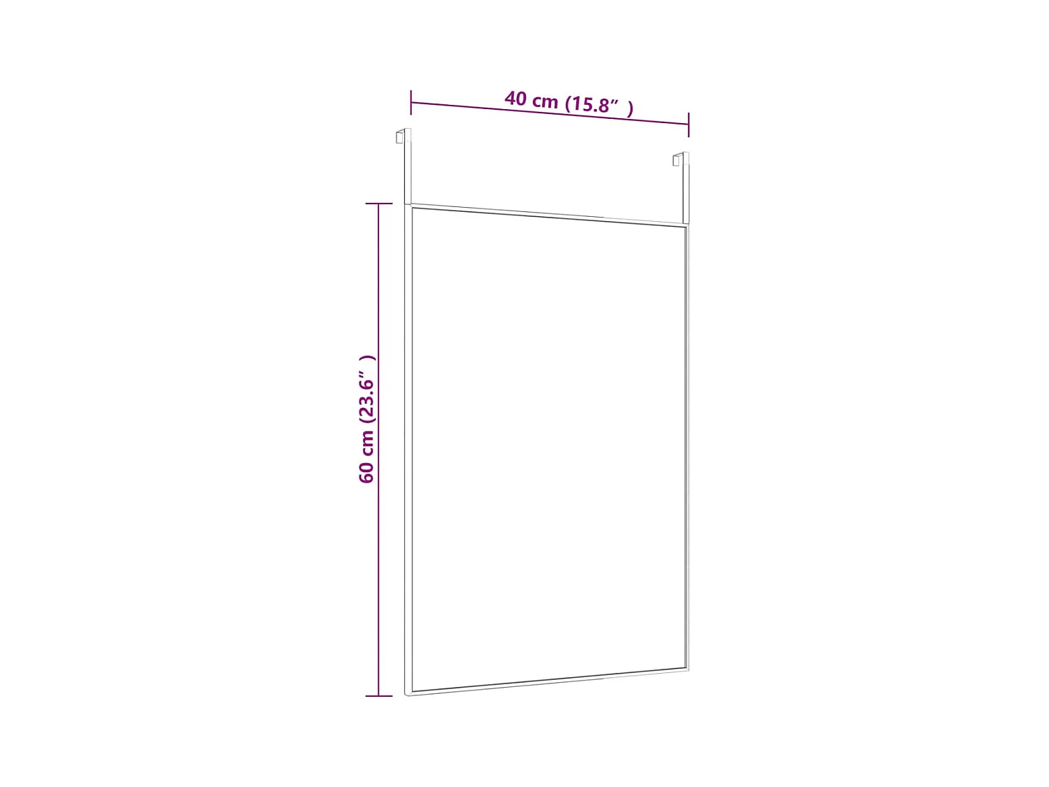 Miroir de porte Noir 40x60 cm Verre et aluminium FR88945