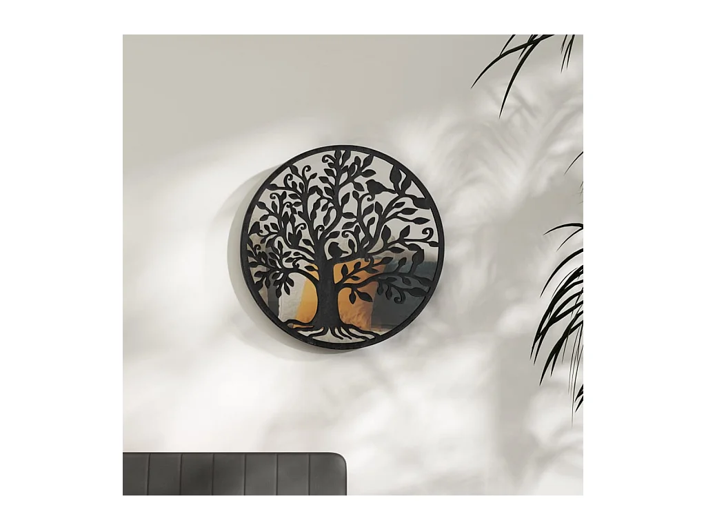 Spiegel rond 40x2,5 cm ijzer zwart BE455836