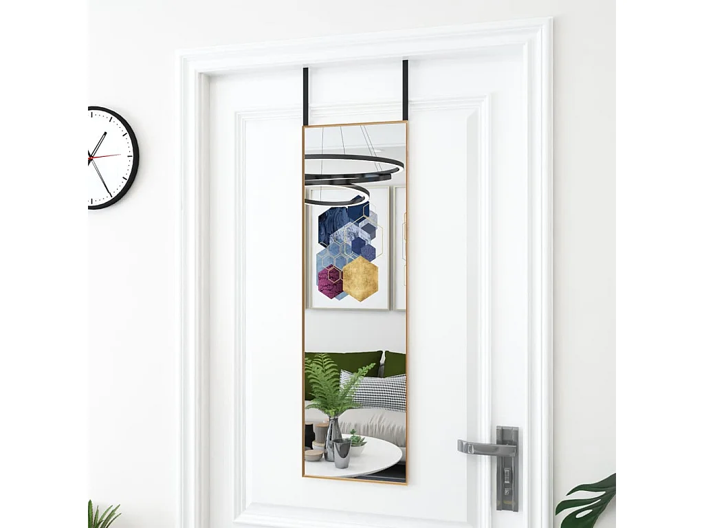 Espejo de puerta cristal y aluminio negro 30x80 cm ES403115