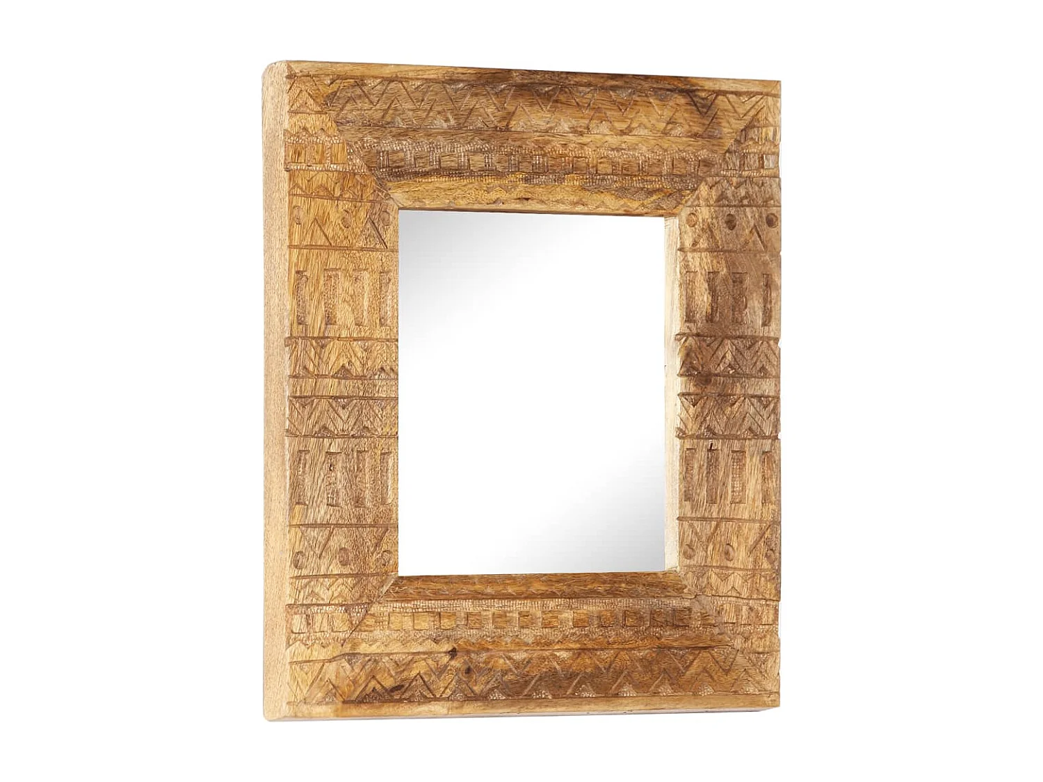 Miroir sculpté à la main 50x50x2,5 cm bois de manguier solide FR86033