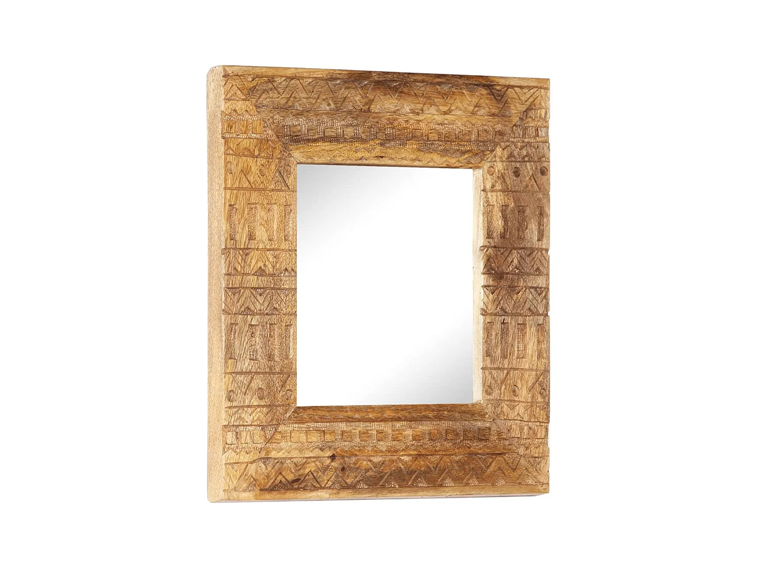 Miroir sculpté à la main 50x50x2,5 cm bois de manguier solide FR86033