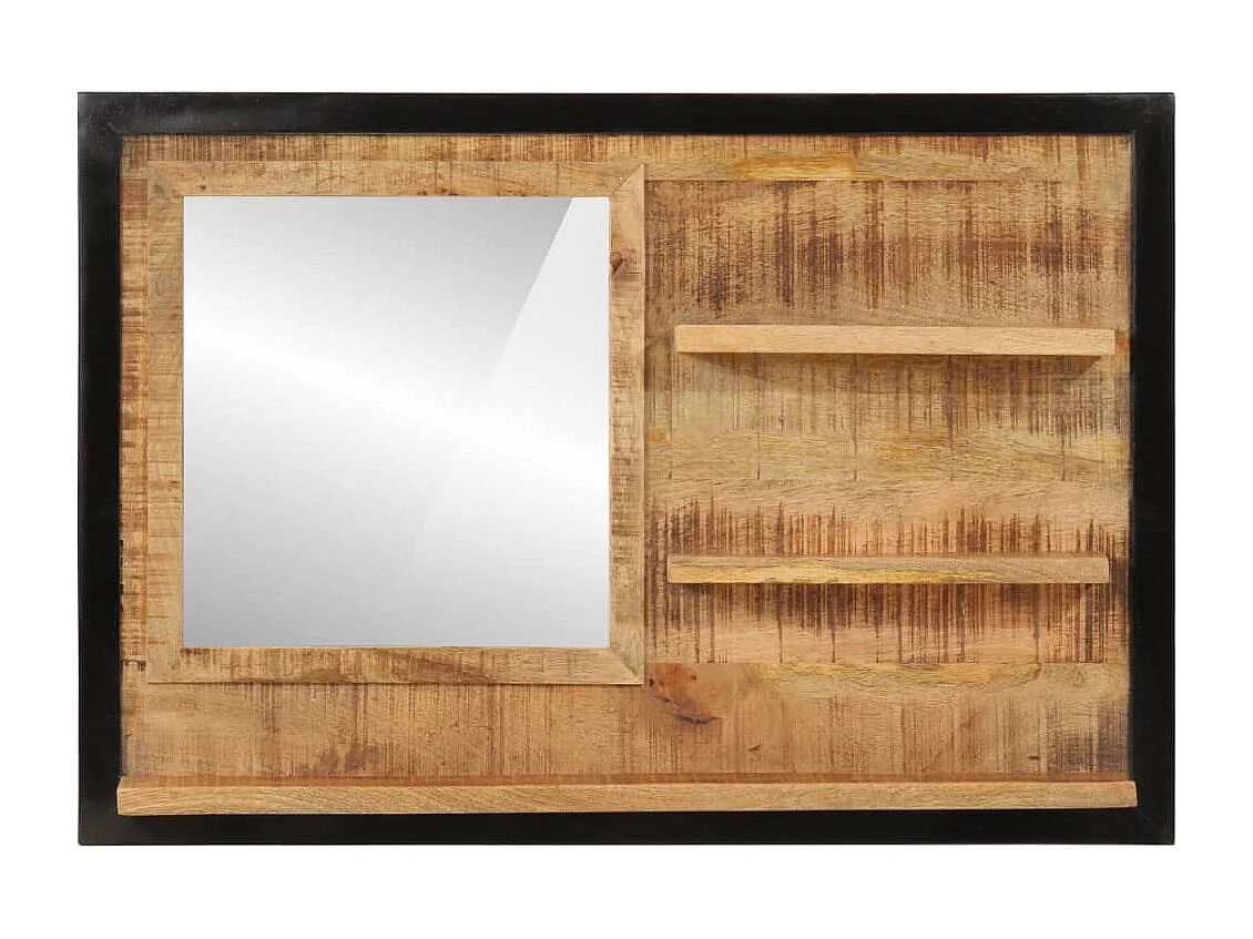 Miroir avec étagères 80x8x55 cm verre et bois massif manguier FR30406