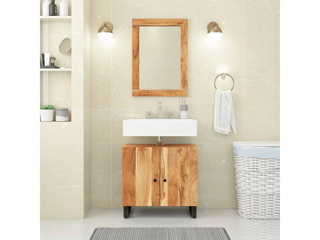 Miroir 70x50 cm bois massif d'acacia et verre FR45953