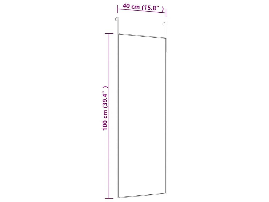 Miroir de porte Noir 40x100 cm Verre et aluminium FR23807