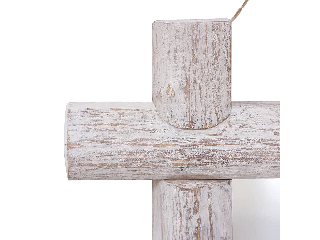 Espejo de troncos de madera maciza reciclada blanca 70x70 cm ES464239