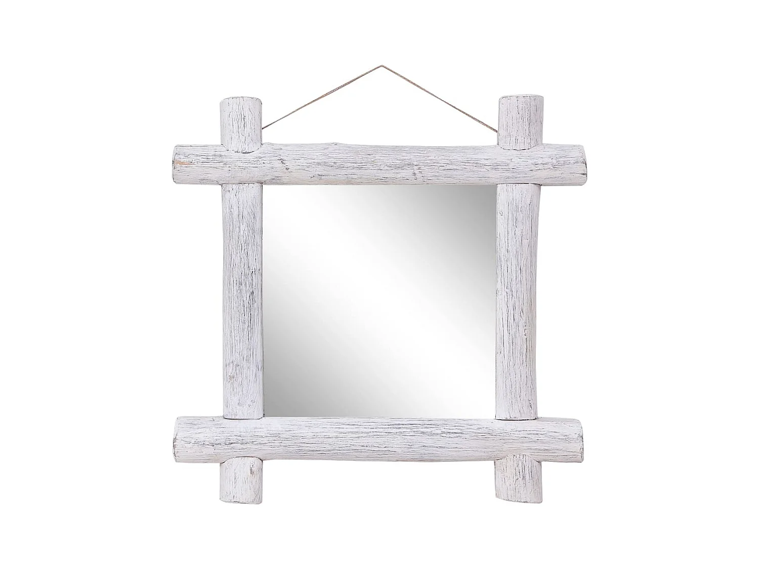 Miroir à bûches Blanc 70x70 cm Bois de récupération massif FR44863