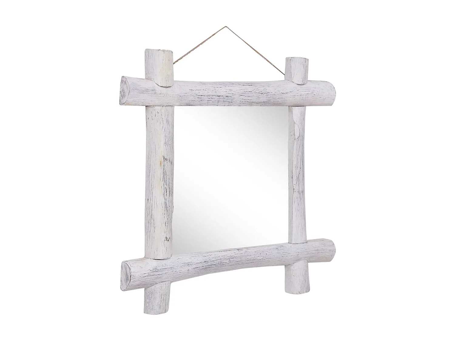 Miroir à bûches Blanc 70x70 cm Bois de récupération massif FR44863