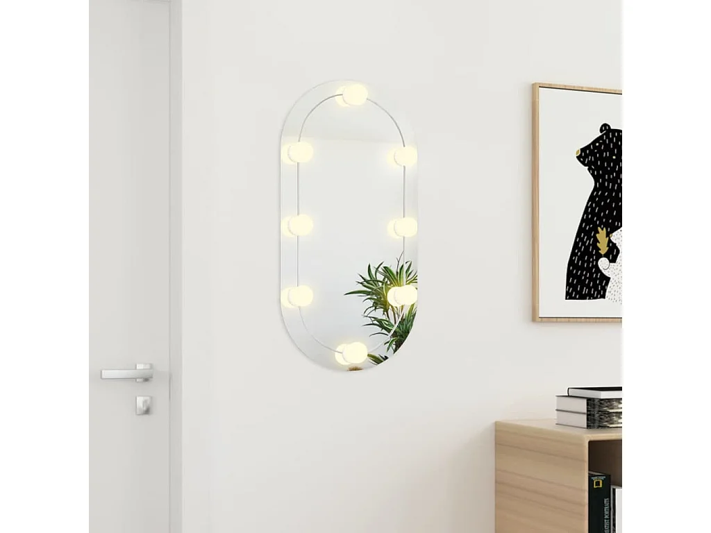 Spiegel met LED-verlichting ovaal 80x40 cm glas BE929534