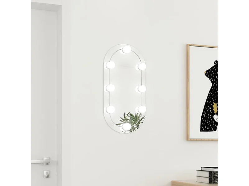 Spiegel met LED-verlichting ovaal 60x30 cm glas BE344439