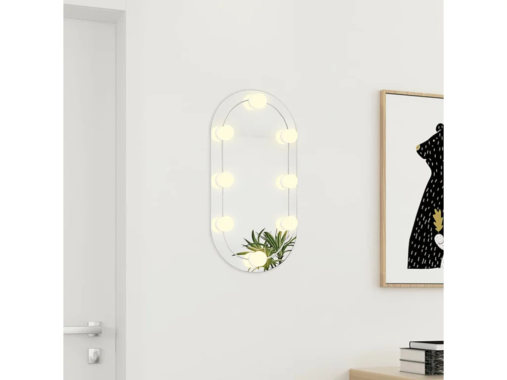 Spiegel met LED-verlichting ovaal 60x30 cm glas BE344439