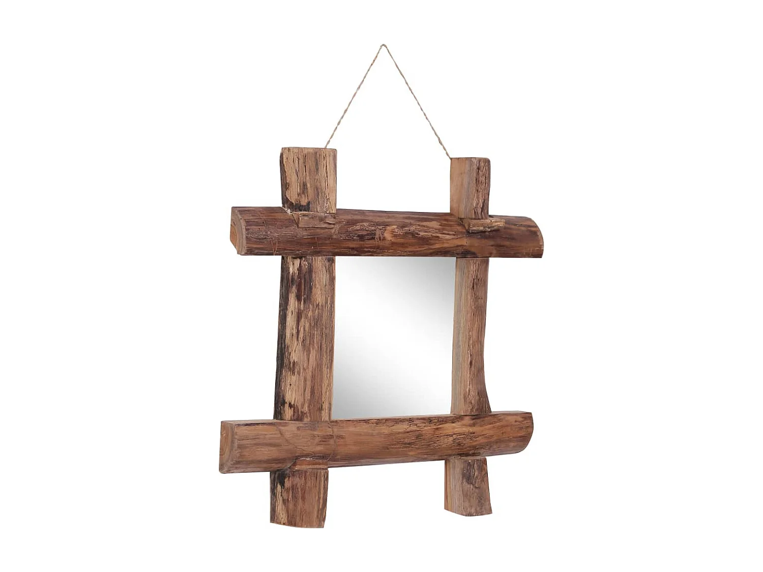 Spiegel houtblokken 50x50 cm massief gerecycled hout naturel BE833712