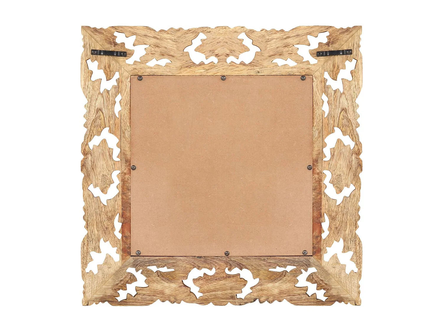 Miroir sculpté à la main Marron 50x50cm Bois de manguier massif FR35524