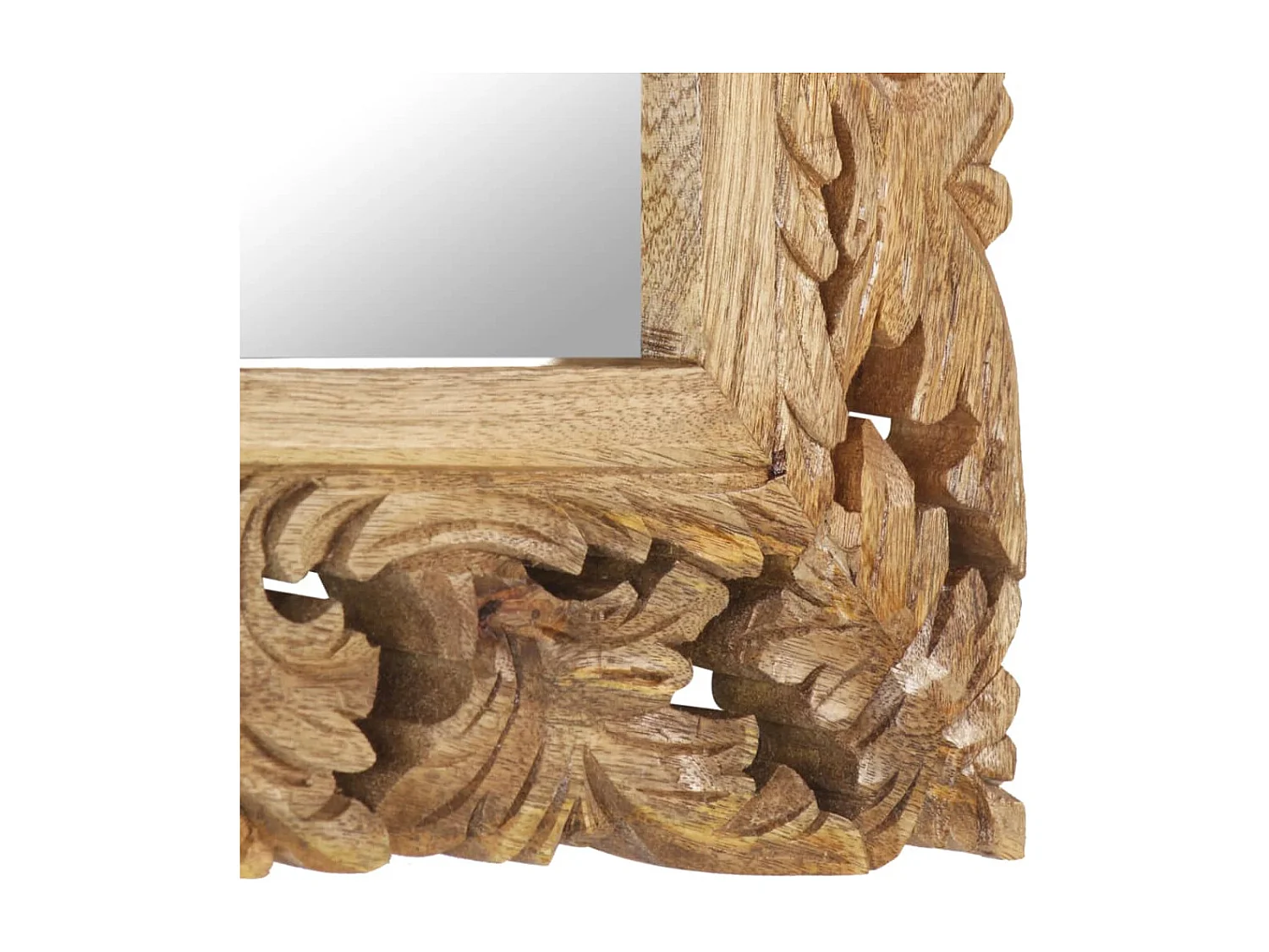 Miroir sculpté à la main Marron 50x50cm Bois de manguier massif FR35524