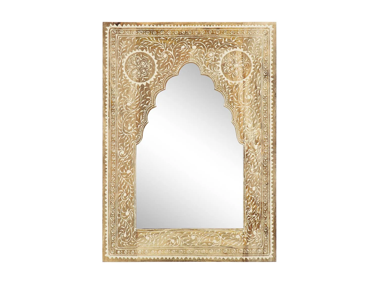 Miroir peint à la main 40x55 cm Bois de manguier solide FR27758