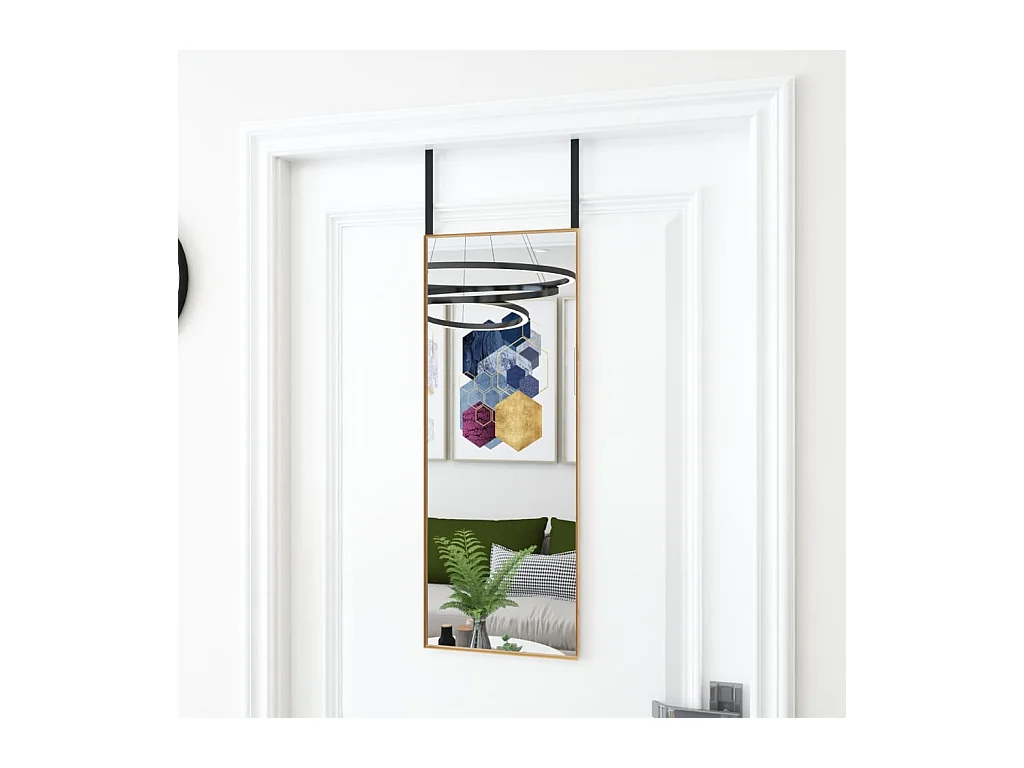 Espejo de puerta cristal y aluminio negro 30x80 cm ES734523