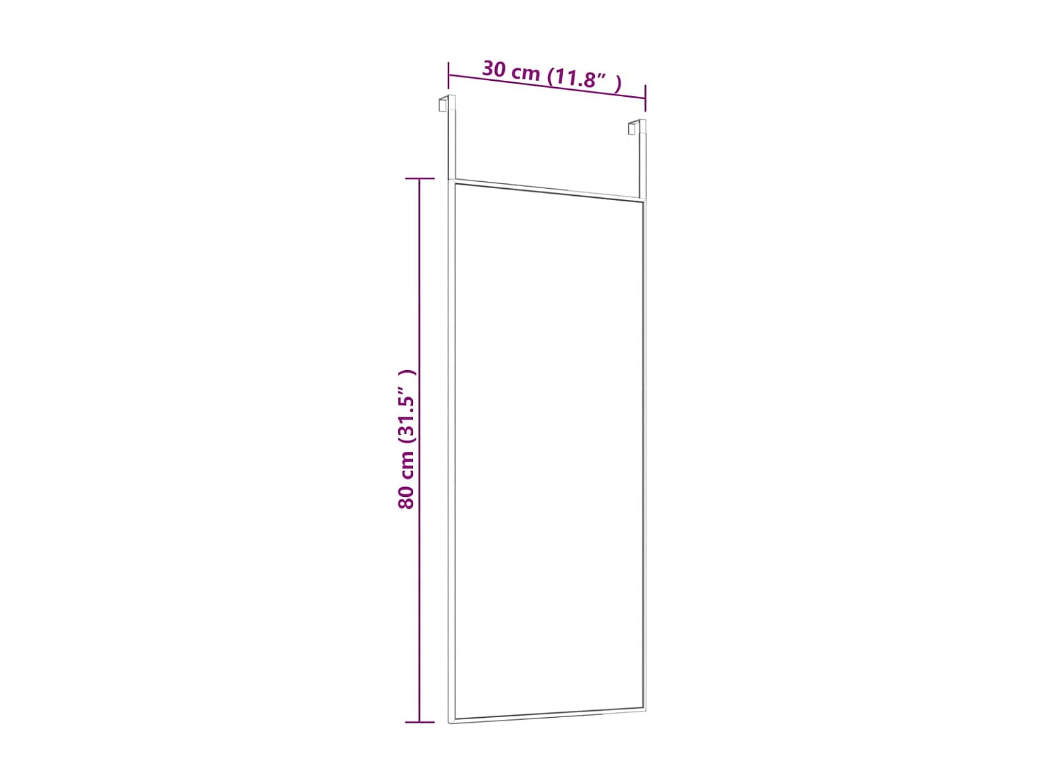 Espejo de puerta cristal y aluminio negro 30x80 cm ES734523