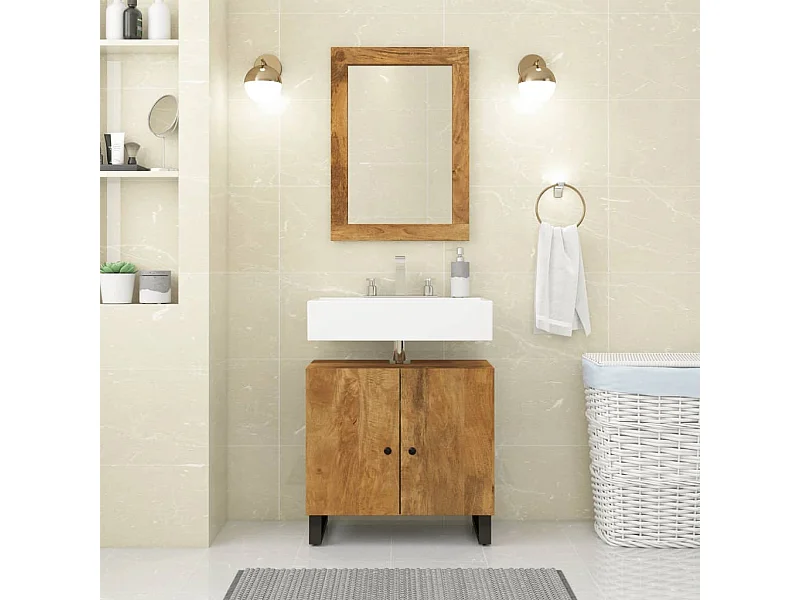 Miroir 70x50 cm bois de manguier massif et verre FR46354