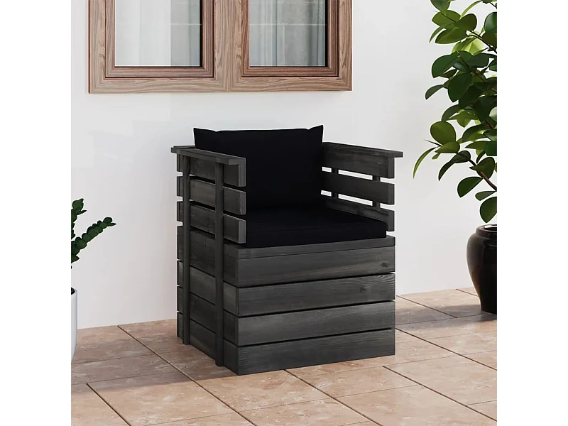 Sillón de jardín con cojines madera de pino ES200482