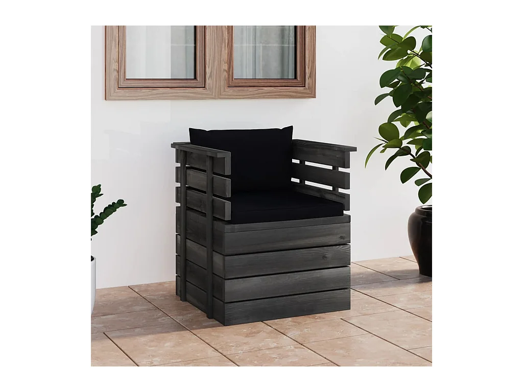 Fauteuil de jardin avec coussins Bois de pin FR37512