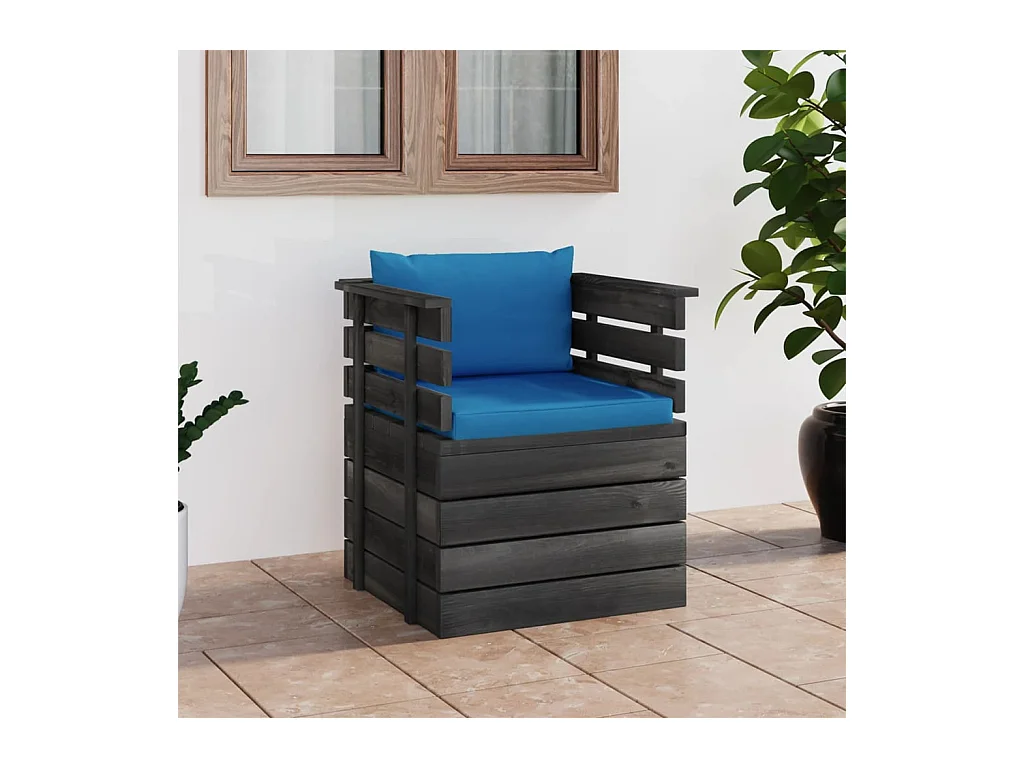 Poltrona de jardim com almofadões madeira de pinho PT404375