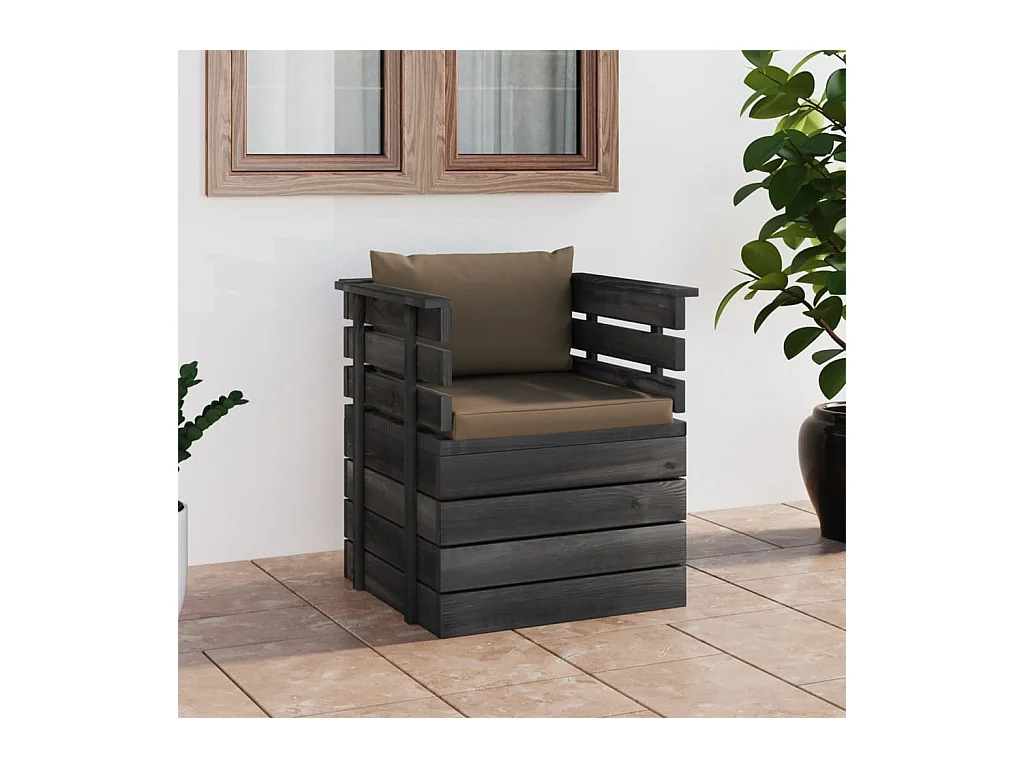 Poltrona de jardim com almofadões madeira de pinho PT557462