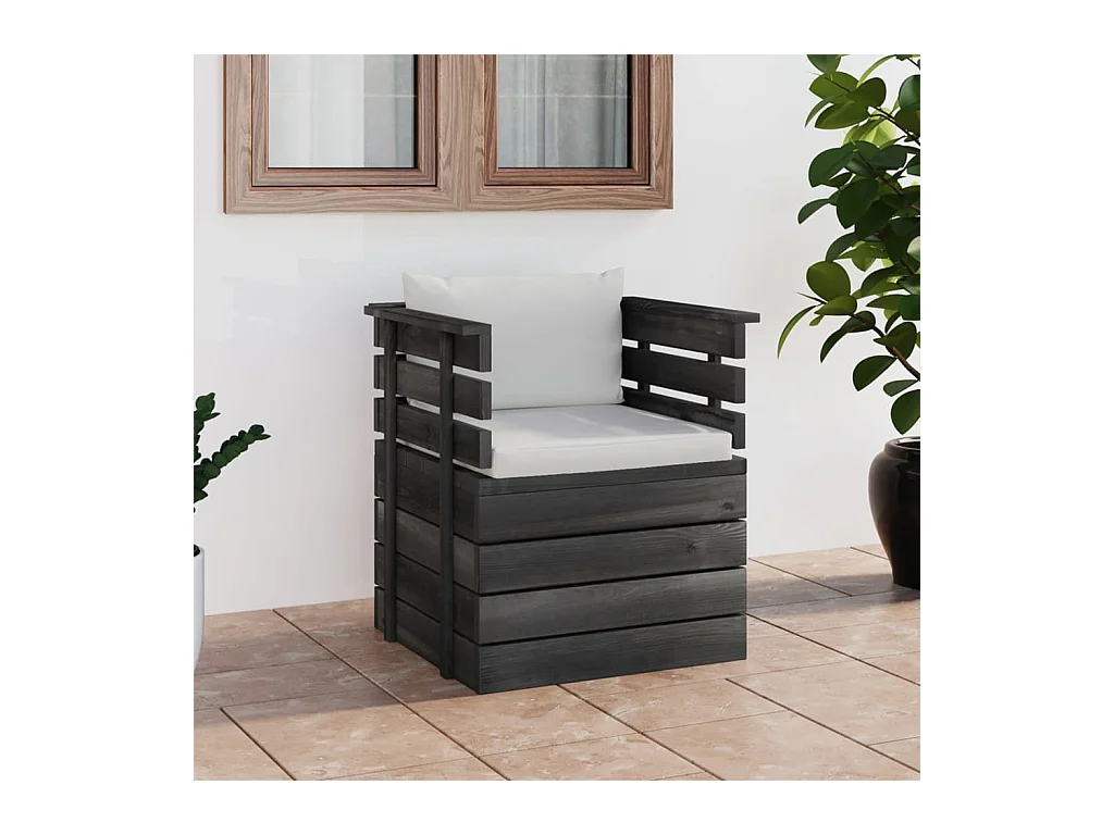 Poltrona de jardim com almofadões madeira de pinho PT418573