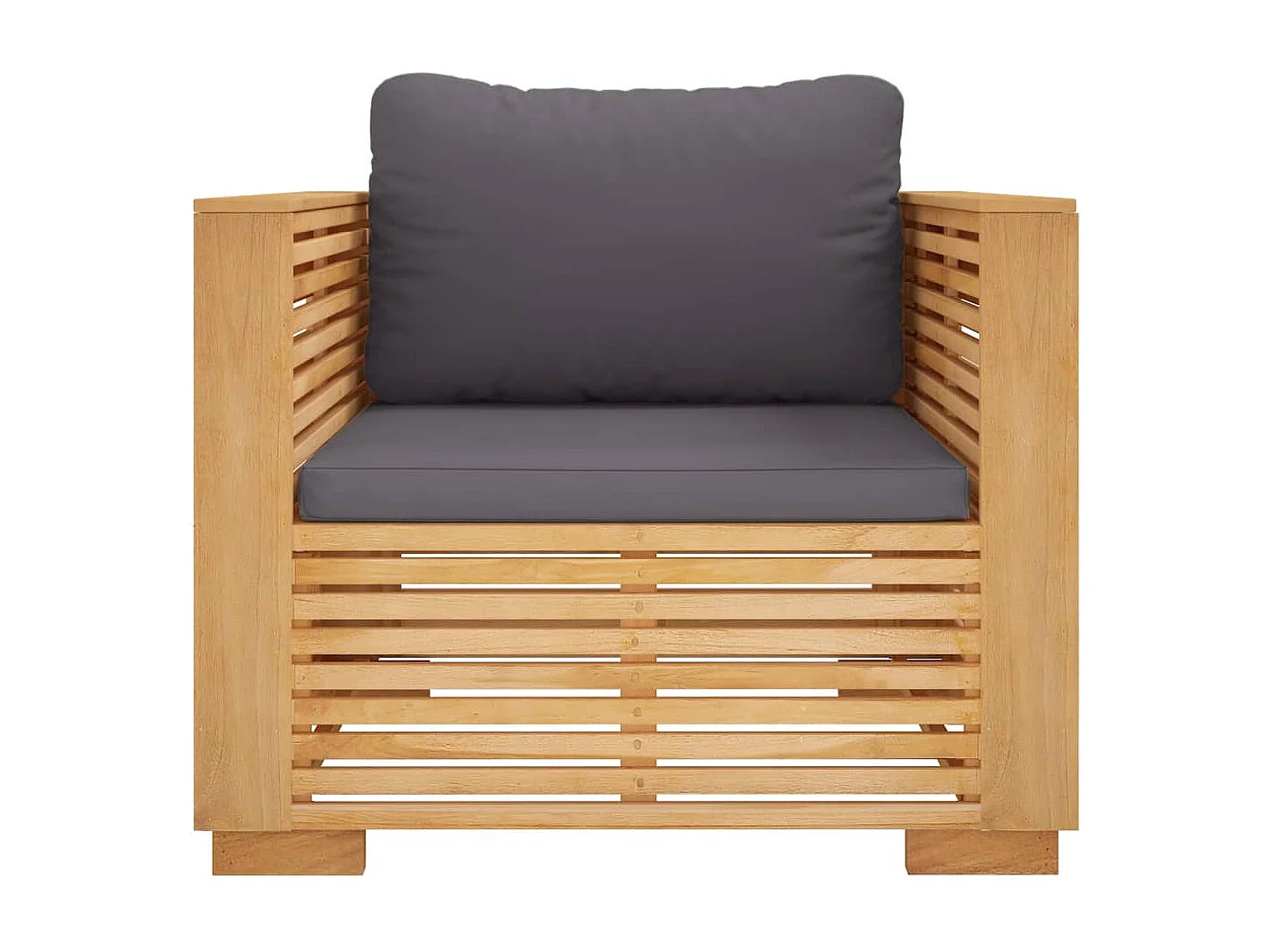 Fauteuil de jardin avec coussins gris foncé Bois de teck massif FR70693