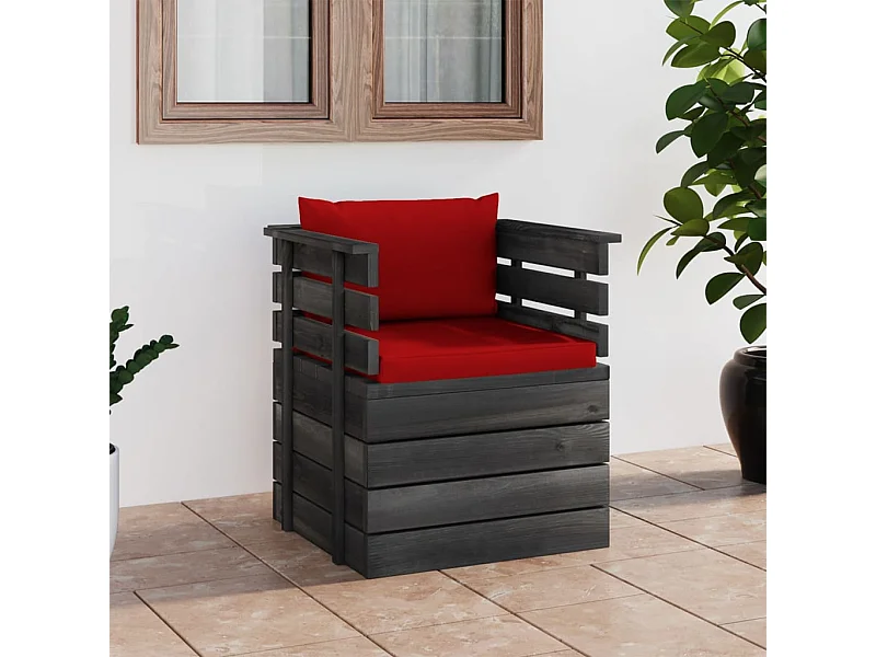 Fauteuil de jardin avec coussins Bois de pin FR12609