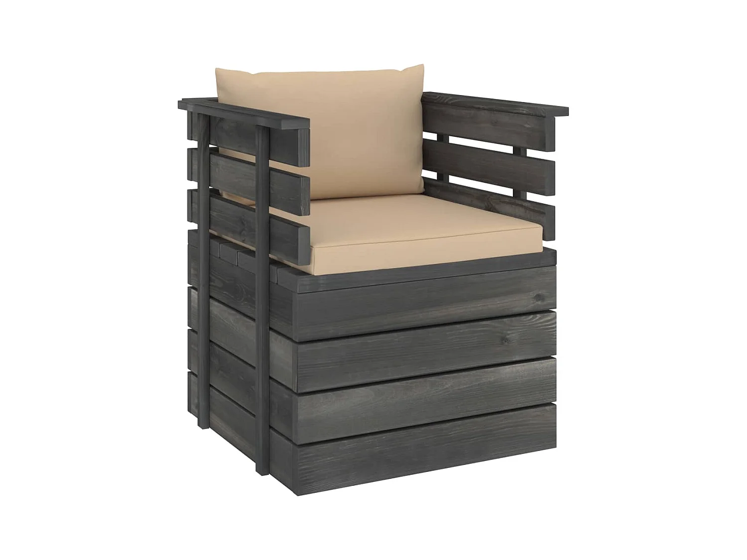 Poltrona de jardim com almofadões madeira de pinho PT546726