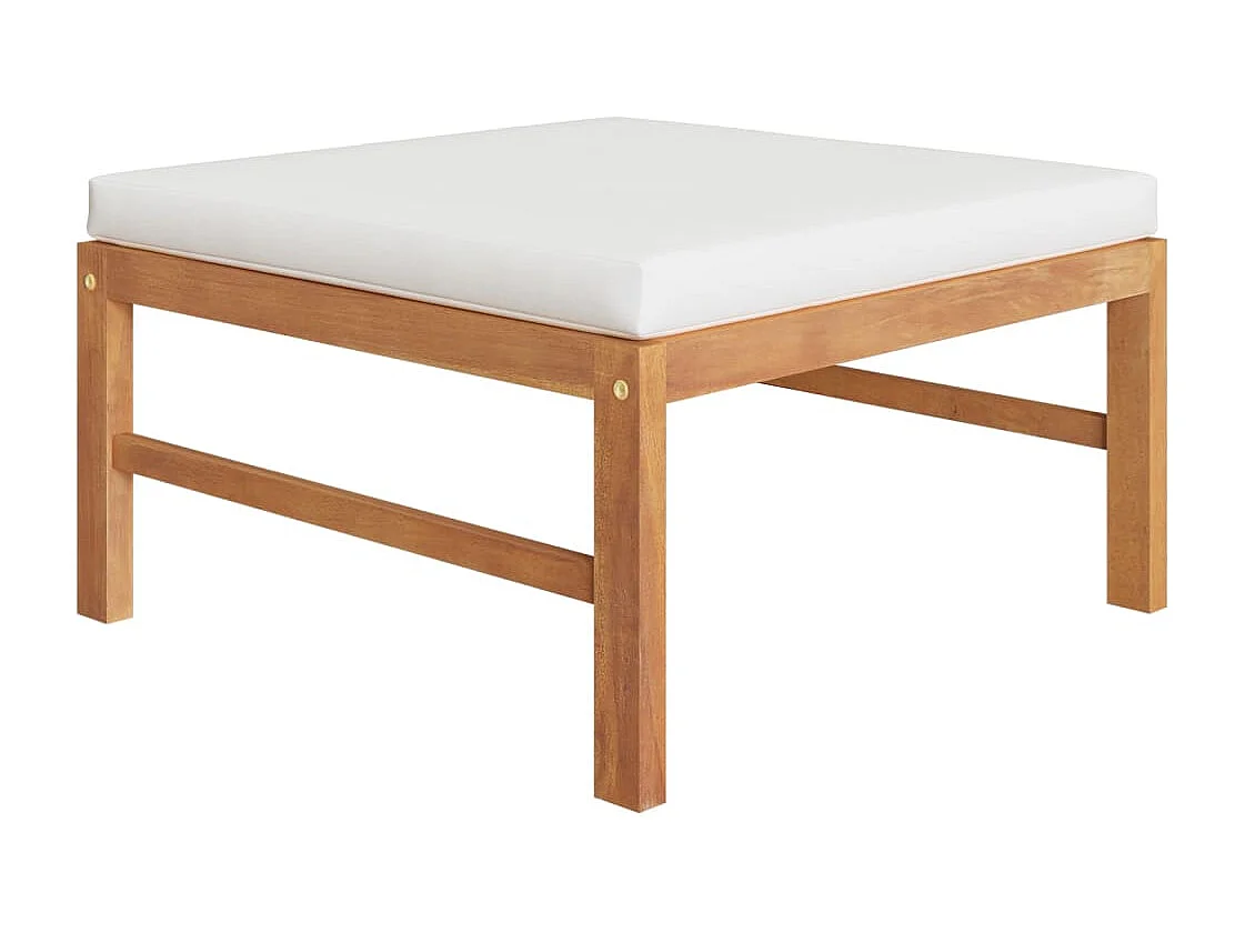 Salon de jardin 3 pcs avec coussins crème Bois de teck FR30460