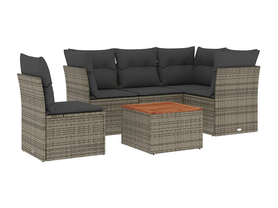 6 pcs conjunto sofás de jardim com almofadões vime cinzento PT747968