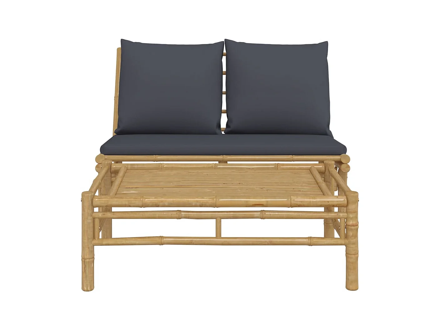 Salon de jardin 2 pcs avec coussins gris foncé bambou FR86983