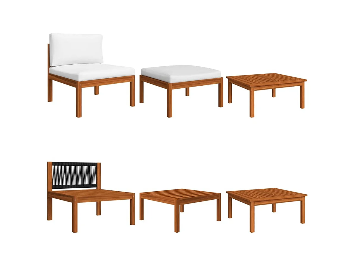 Salon de jardin 3 pcs avec coussins Bois d'acacia massif FR88243