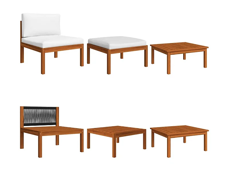 3-delige Loungeset met kussens massief acaciahout BE368117