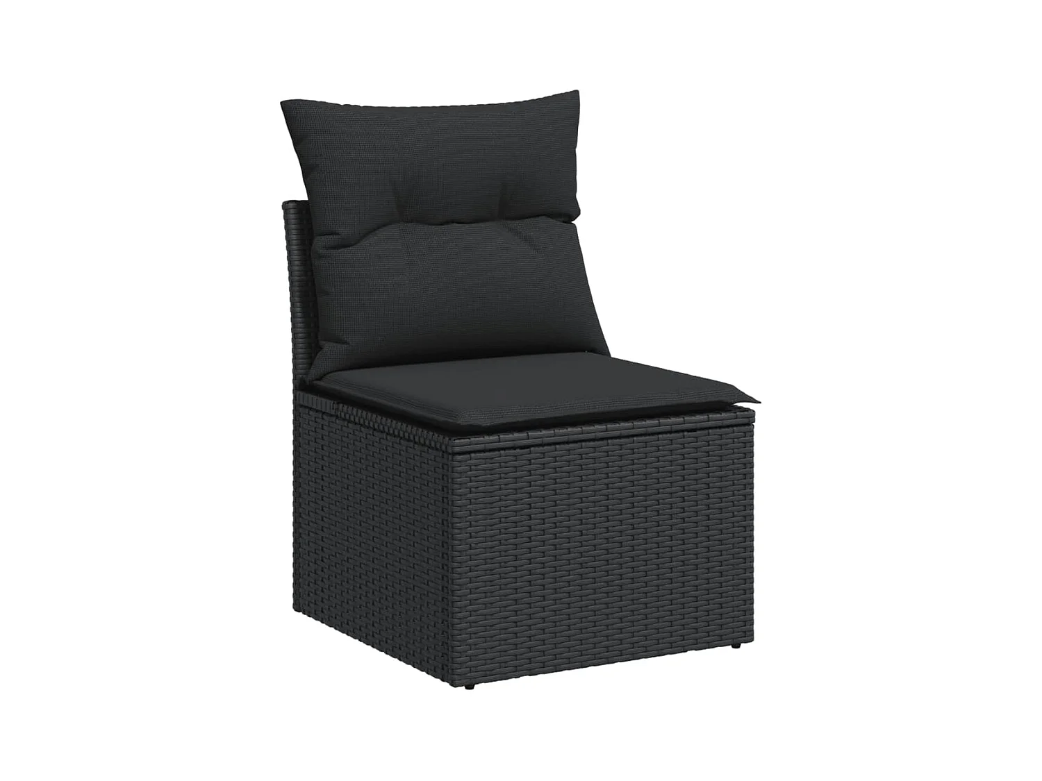 Salon de jardin 4 pcs avec coussins noir résine tressée FR57922