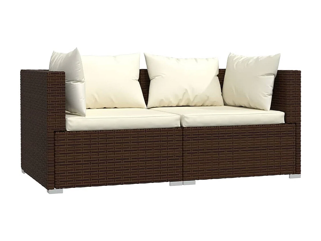 3 pcs conjunto lounge jardim c/ almofadões vime PE castanho PT167682