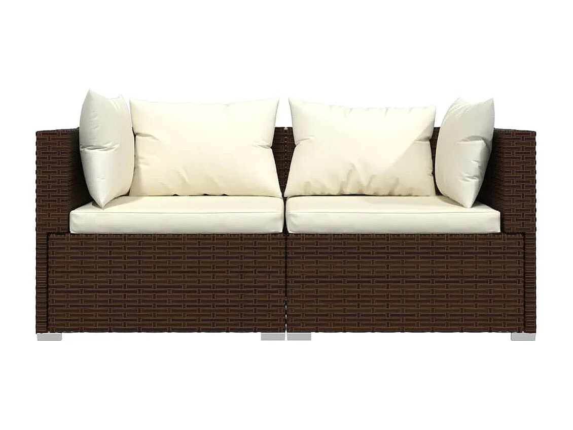 3 pcs conjunto lounge jardim c/ almofadões vime PE castanho PT167682