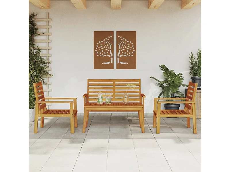 Salon de jardin 4 pcs bois d'acacia solide FR95696