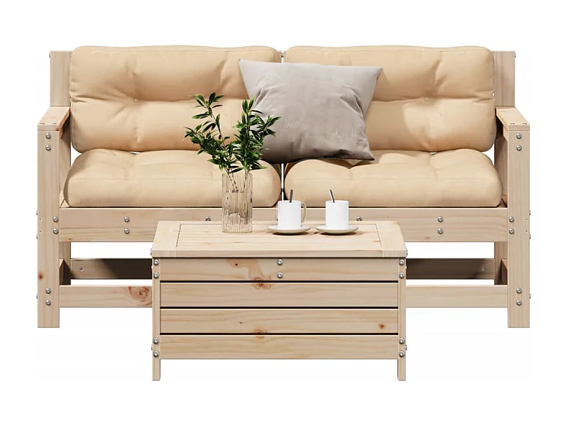 Salon de jardin 3 pcs avec coussins Bois de pin massif FR18180