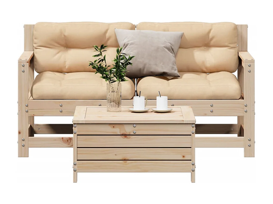 Salon de jardin 3 pcs avec coussins Bois de pin massif FR18180