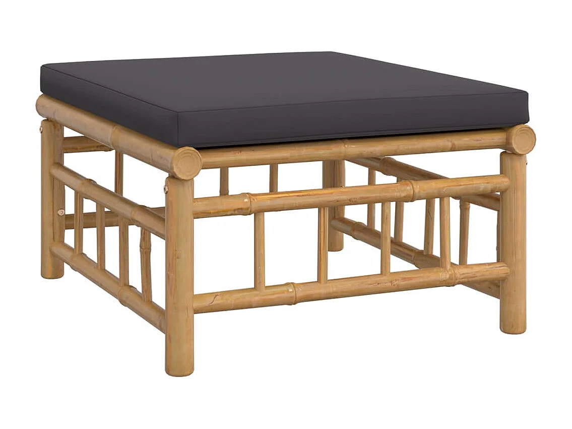 Conjunto de jardín 3 piezas bambú con cojines gris oscuro ES945525